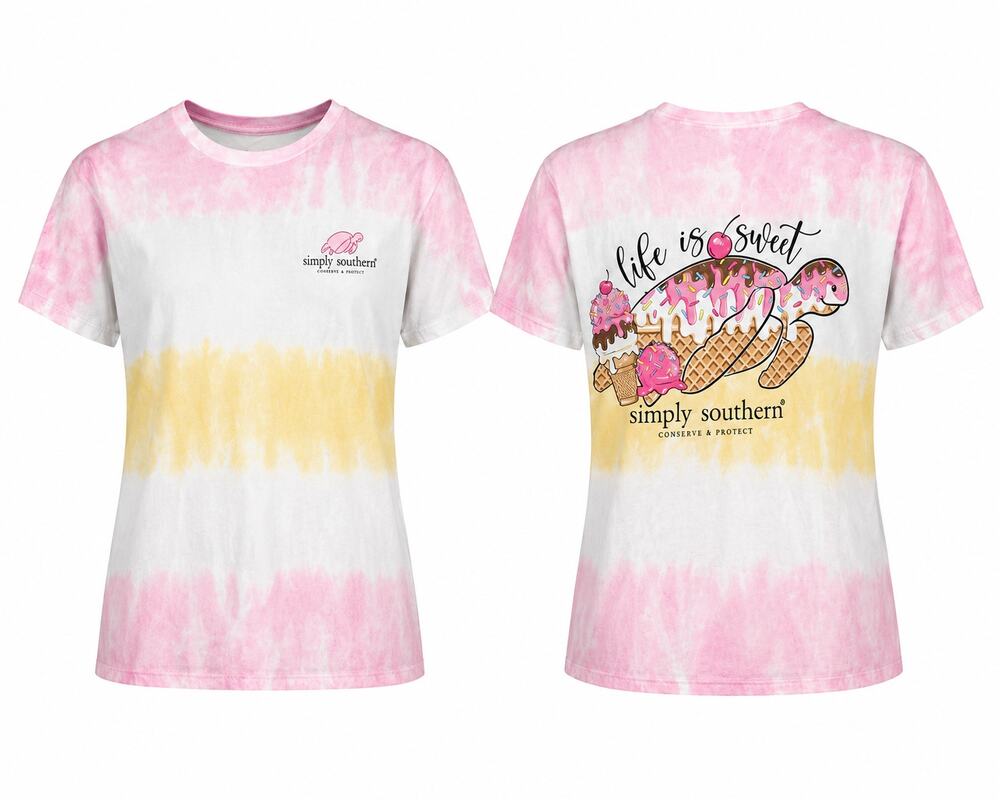 Simply Southern "Life Is Sweet" Ice Cream Turtle Tie-Dye T-Shirt-Size S